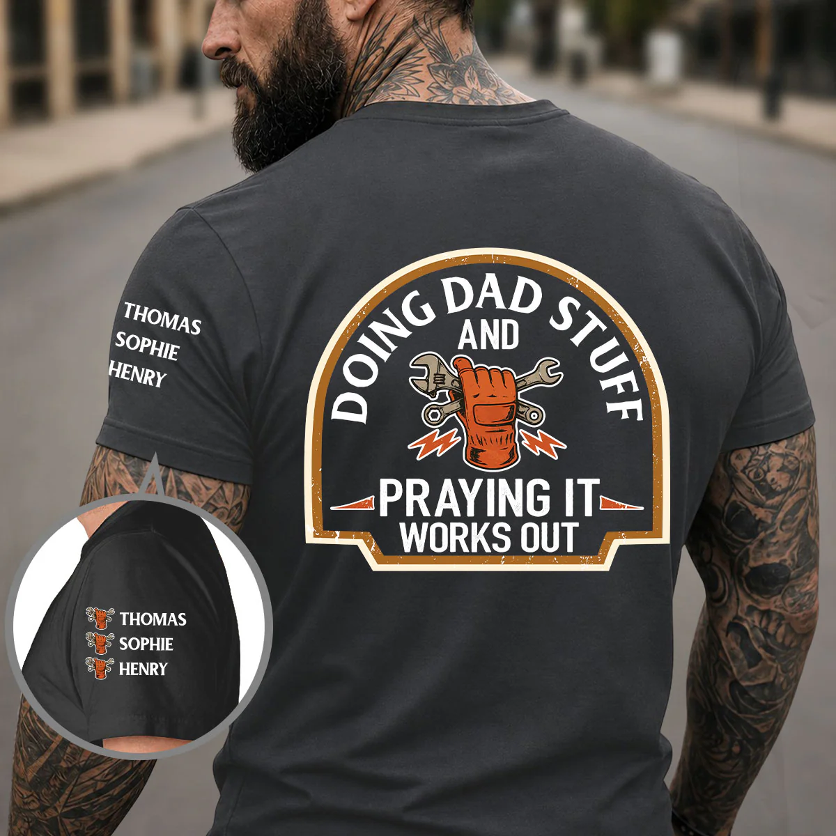 Daddy Stuff - Personalized Custom Shirt With Design On Sleeve - Image 5