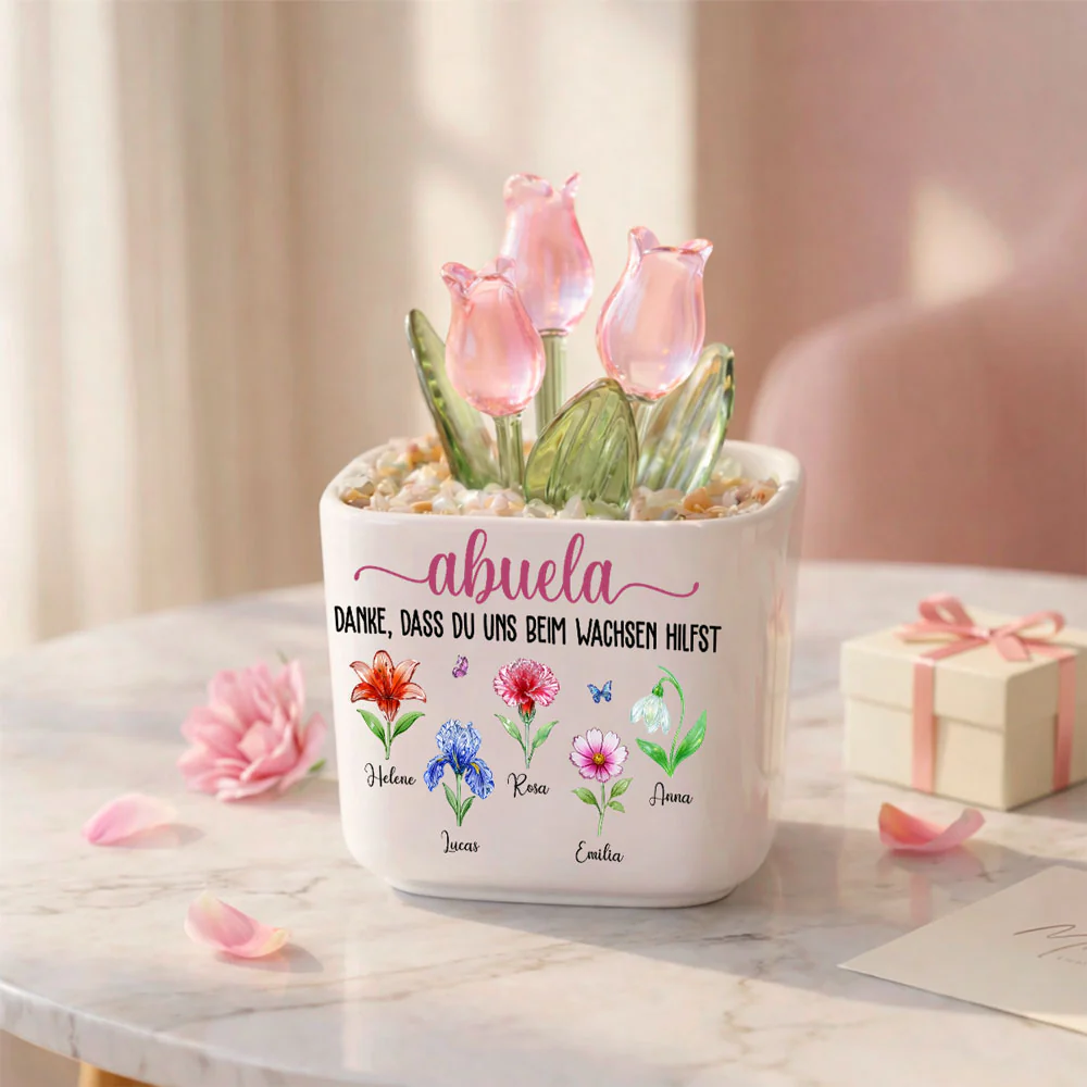 Danke, Dass Du Mir Beim Wachsen Hilfst - Personalisierte Glas-Ewige Tulpen - Image 4