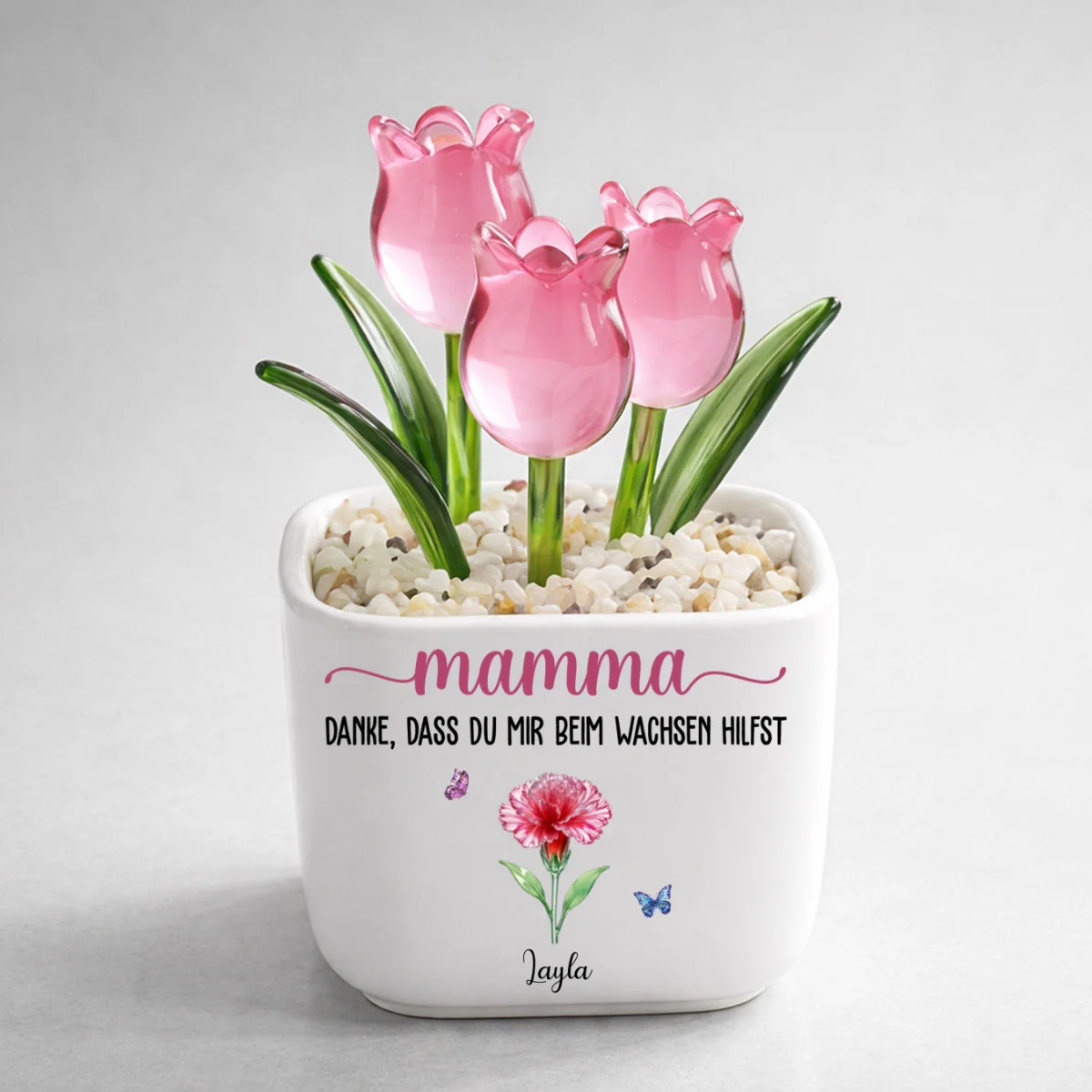 Danke, Dass Du Mir Beim Wachsen Hilfst - Personalisierte Glas-Ewige Tulpen - Image 8