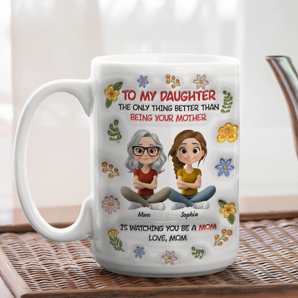 Daughter Become A Mom Cartoonize - Personalized Custom 3D Inflated Effect Mug - Image 3