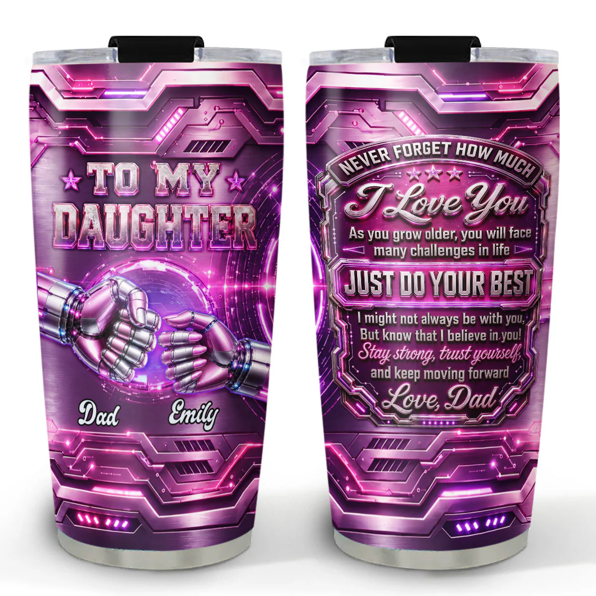 Daughter Motivational - Personalized Custom 3D Effect Tumbler