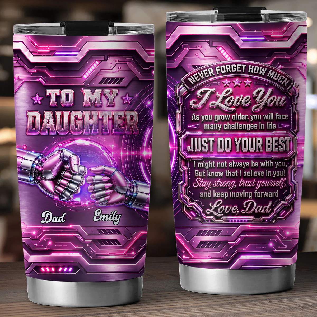 Daughter Motivational - Personalized Custom 3D Effect Tumbler - Image 2