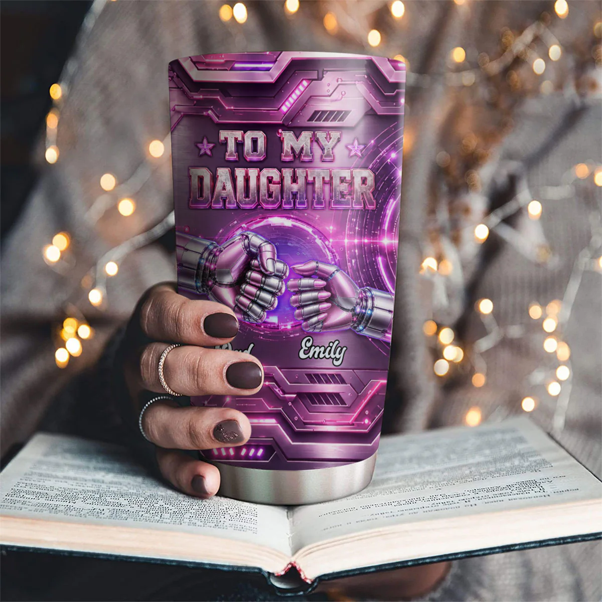 Daughter Motivational - Personalized Custom 3D Effect Tumbler - Image 3