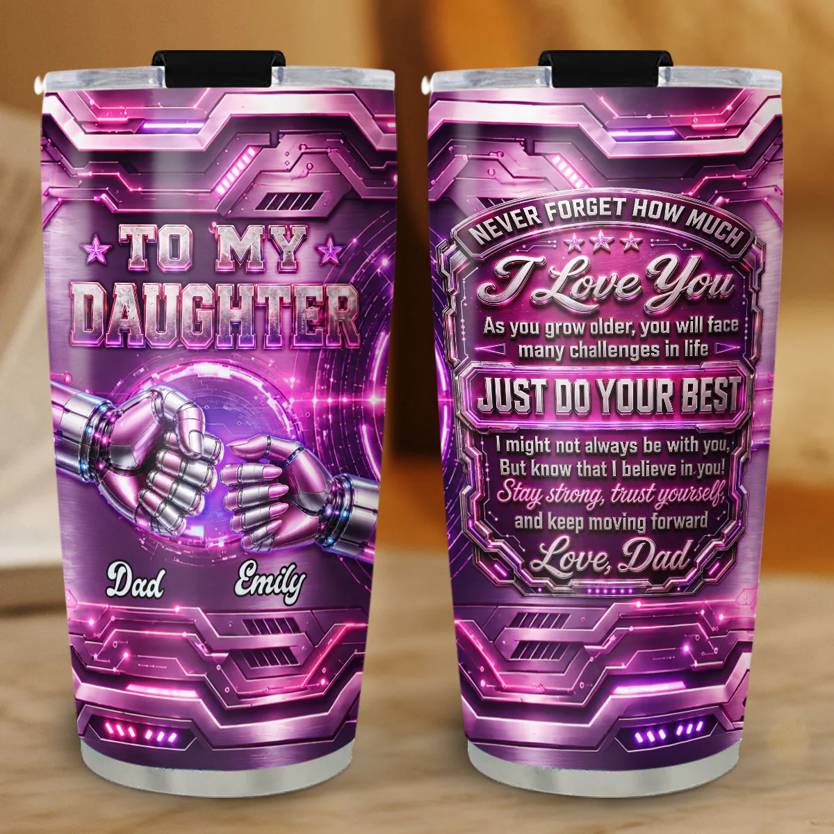 Daughter Motivational - Personalized Custom 3D Effect Tumbler - Image 6