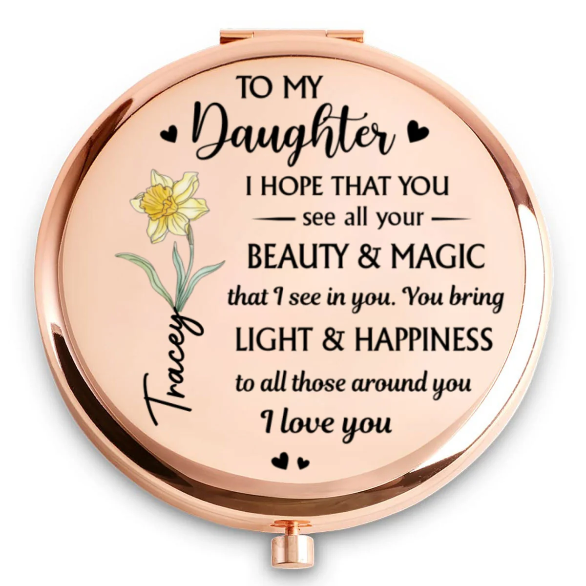 Daughter You Bring Happiness Everywhere - Personalized Custom Compact Mirror - Image 5