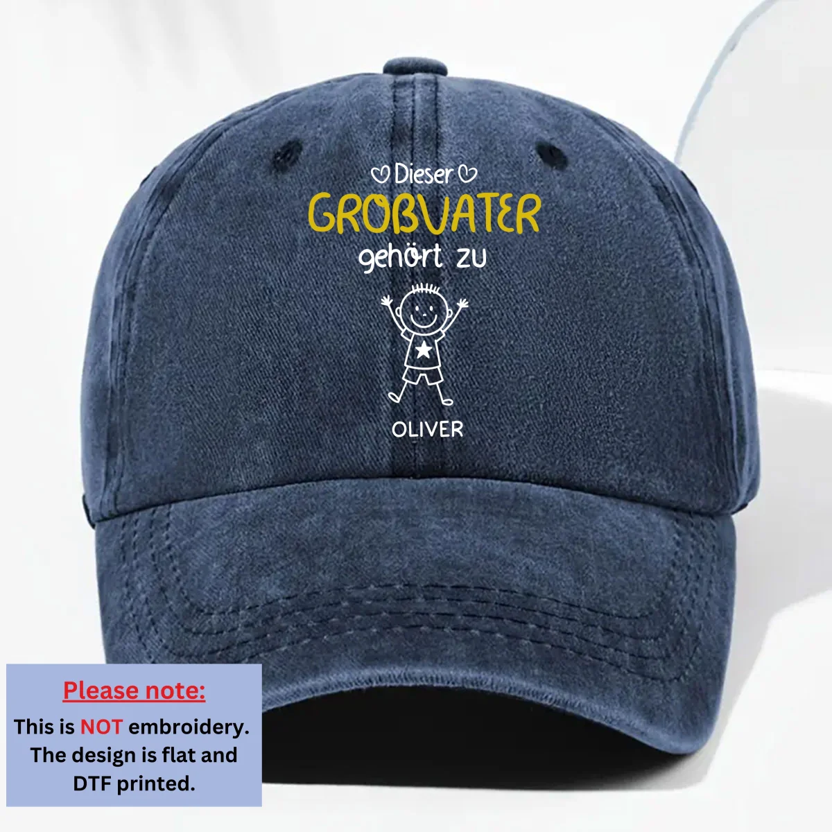 Dieser Opa gehört uns – Personalisierte Vintage-Denim-Kappe im Used-Look - Image 8