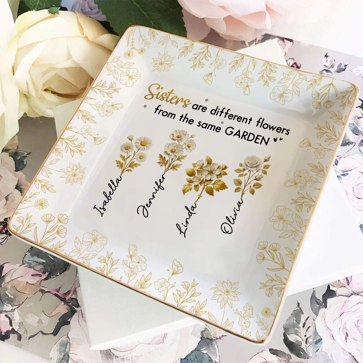Different Flowers - Personalized Custom Jewelry Dish - Image 3