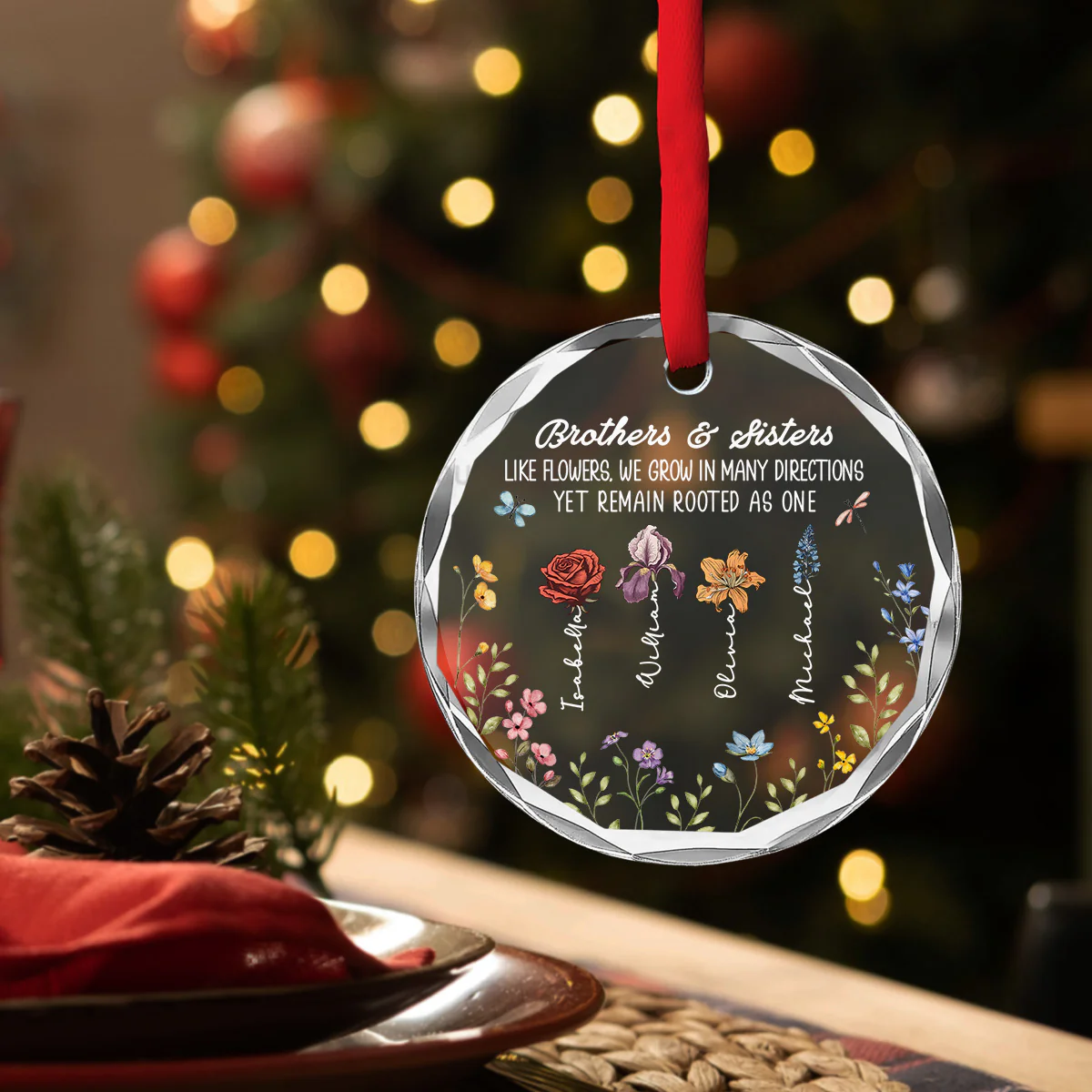Different Paths One Strong Root - Personalized Custom Glass Ornament - Image 4