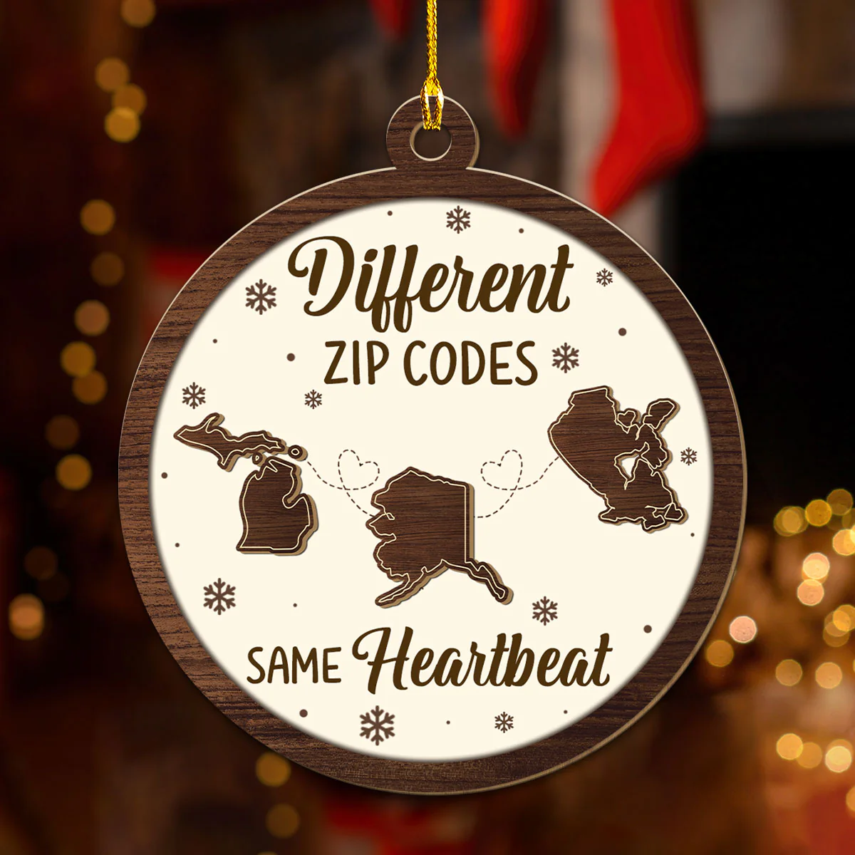 Different Zip Code - Personalized Custom Wood Ornament - Image 2