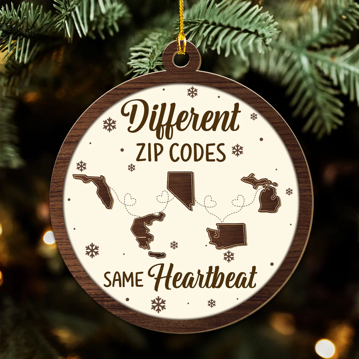 Different Zip Code - Personalized Custom Wood Ornament - Image 4