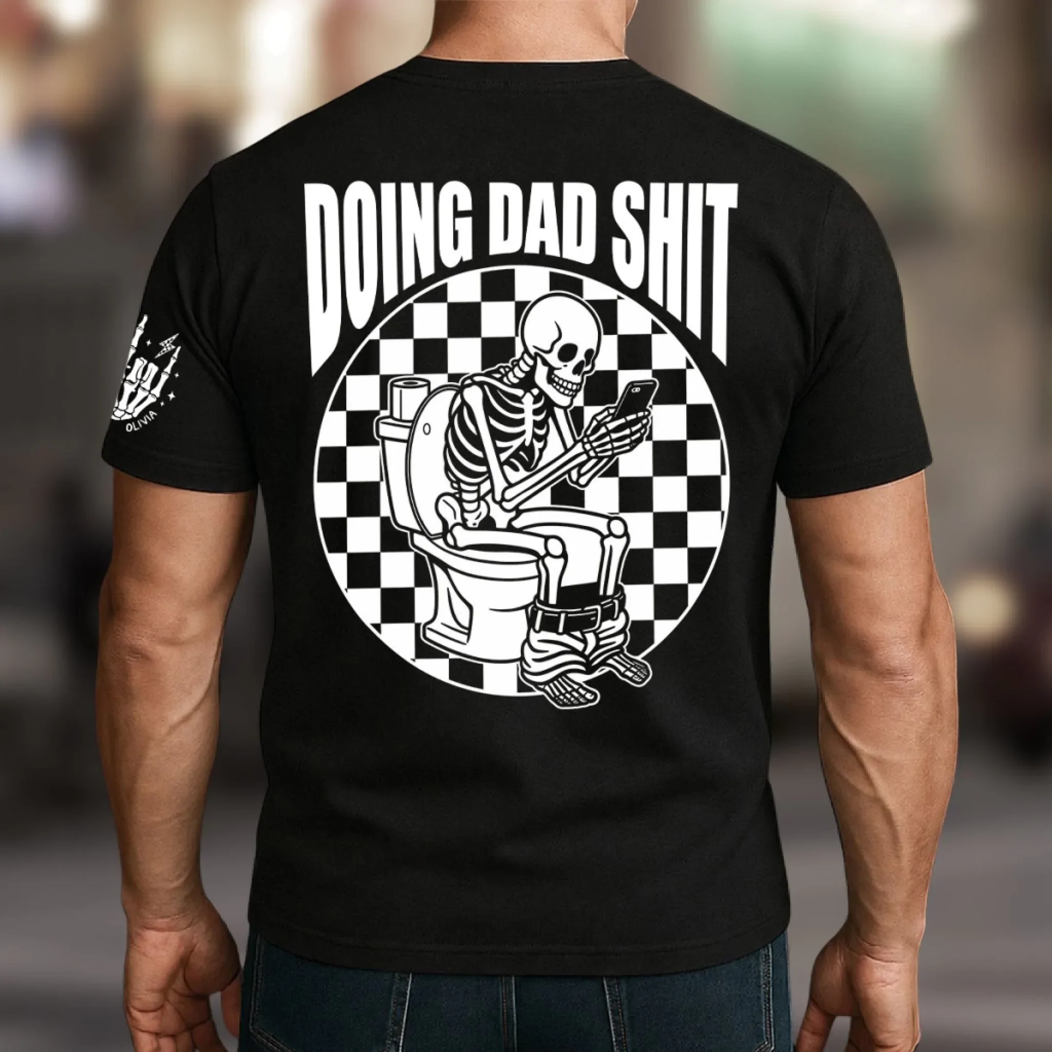 Doing Dad Shit - Personalized Custom Shirt With Design On Sleeve - Image 4