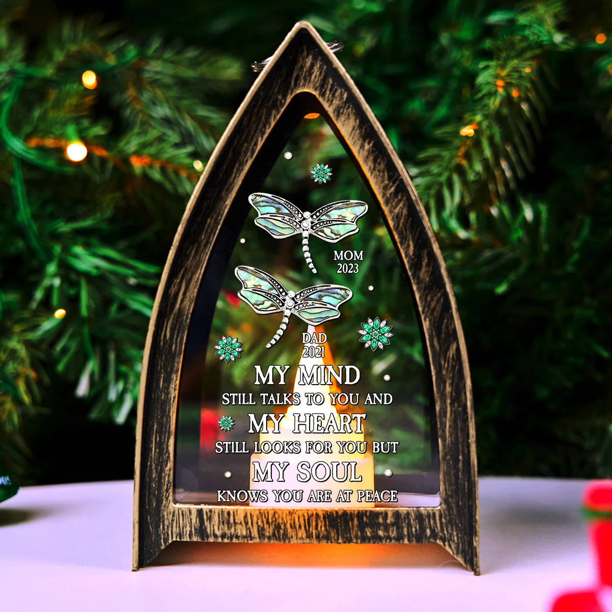 Dragonfly My Mind My Heart My Soul - Personalized Custom Table Lantern