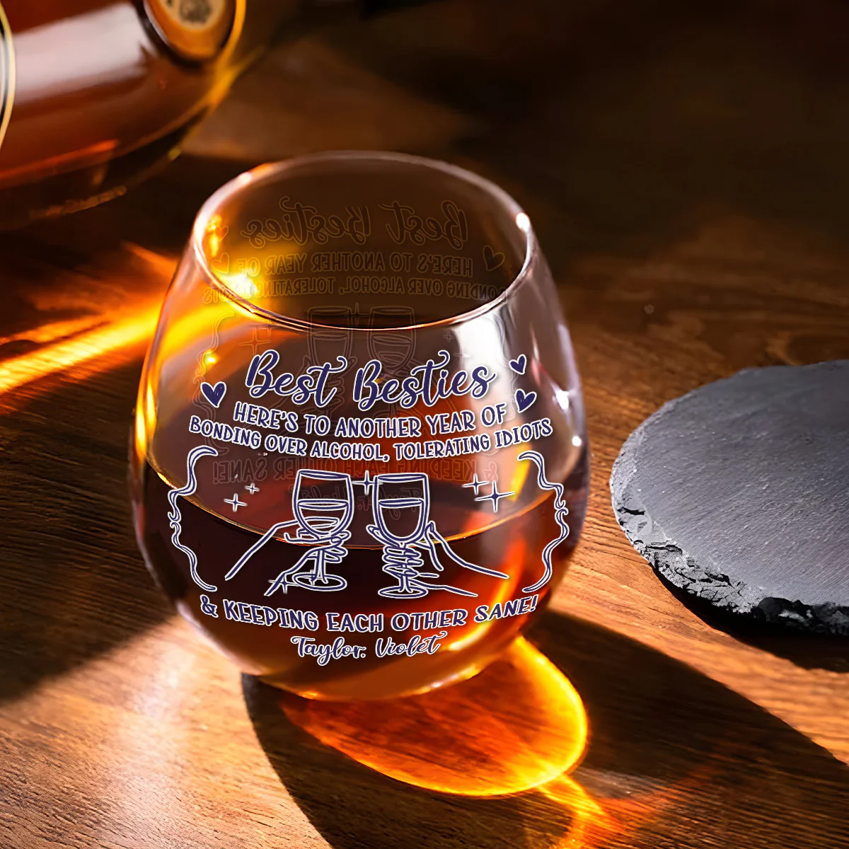 Drinks And Laughter - Personalized Custom Wine Glass - Image 4