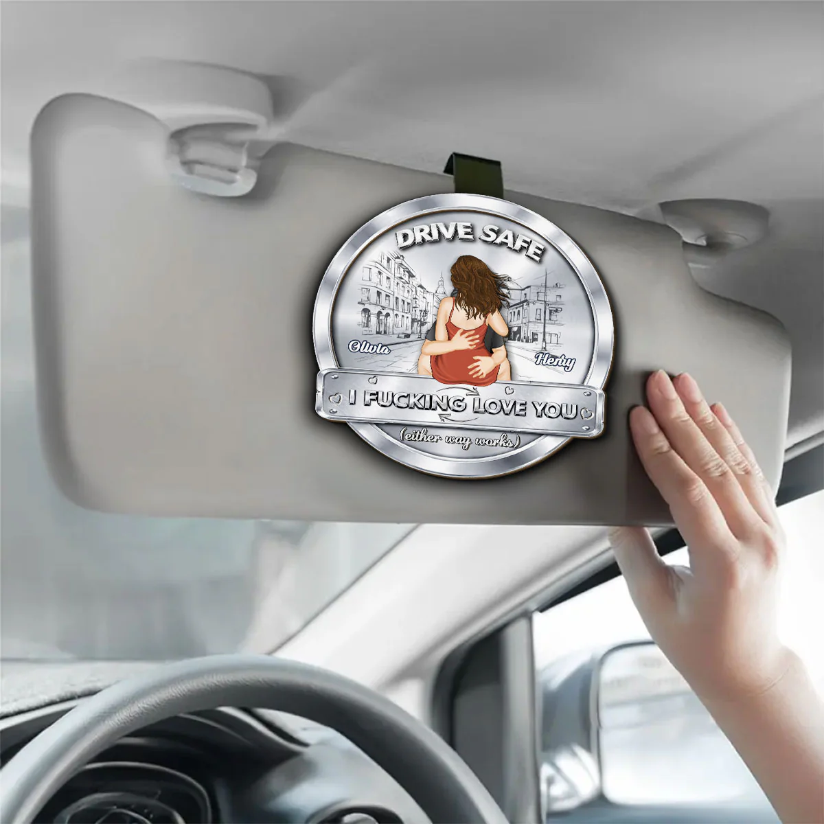 Drive Safe My Love - Personalized Custom Car Visor Clip - Image 2