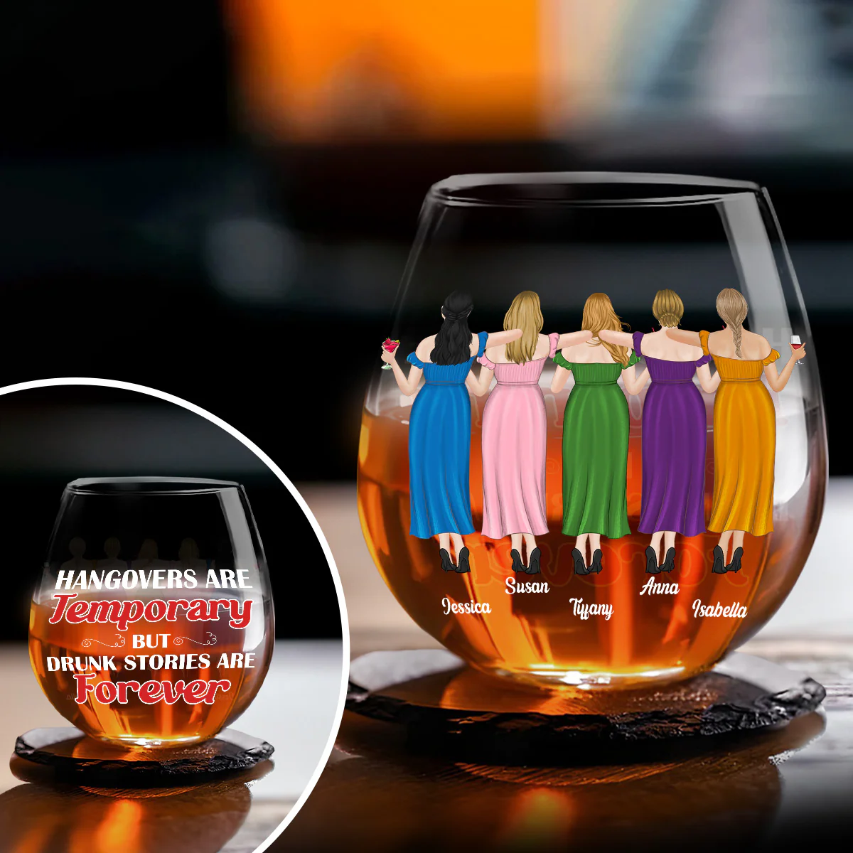Drunk Stories Are Forever - Personalized Custom Wine Glass - Image 4