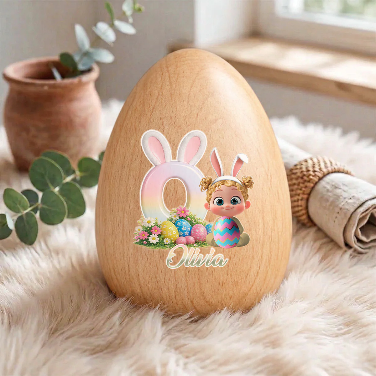 Easter Bunny - Personalized Custom Wooden Egg Shaker