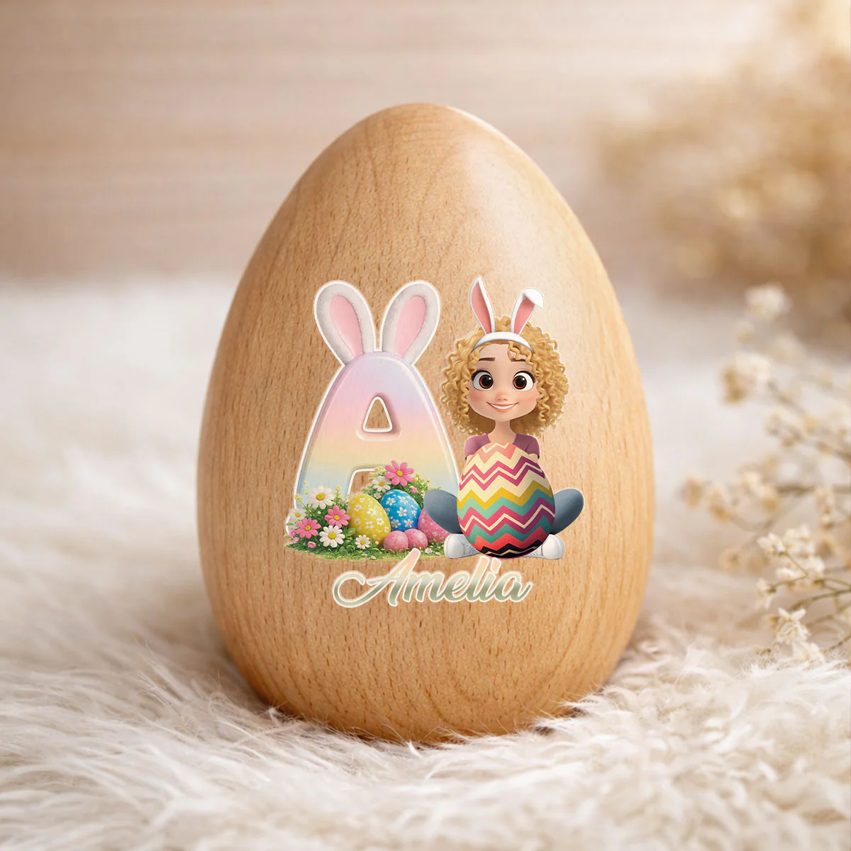 Easter Bunny - Personalized Custom Wooden Egg Shaker - Image 2