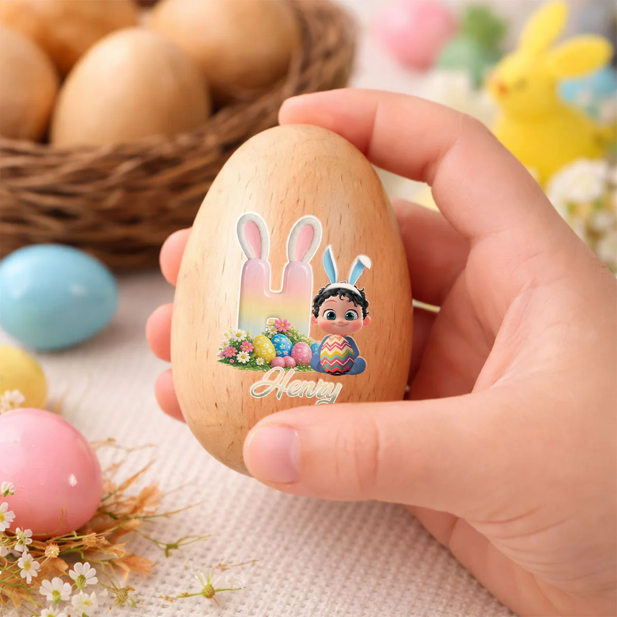 Easter Bunny - Personalized Custom Wooden Egg Shaker - Image 5