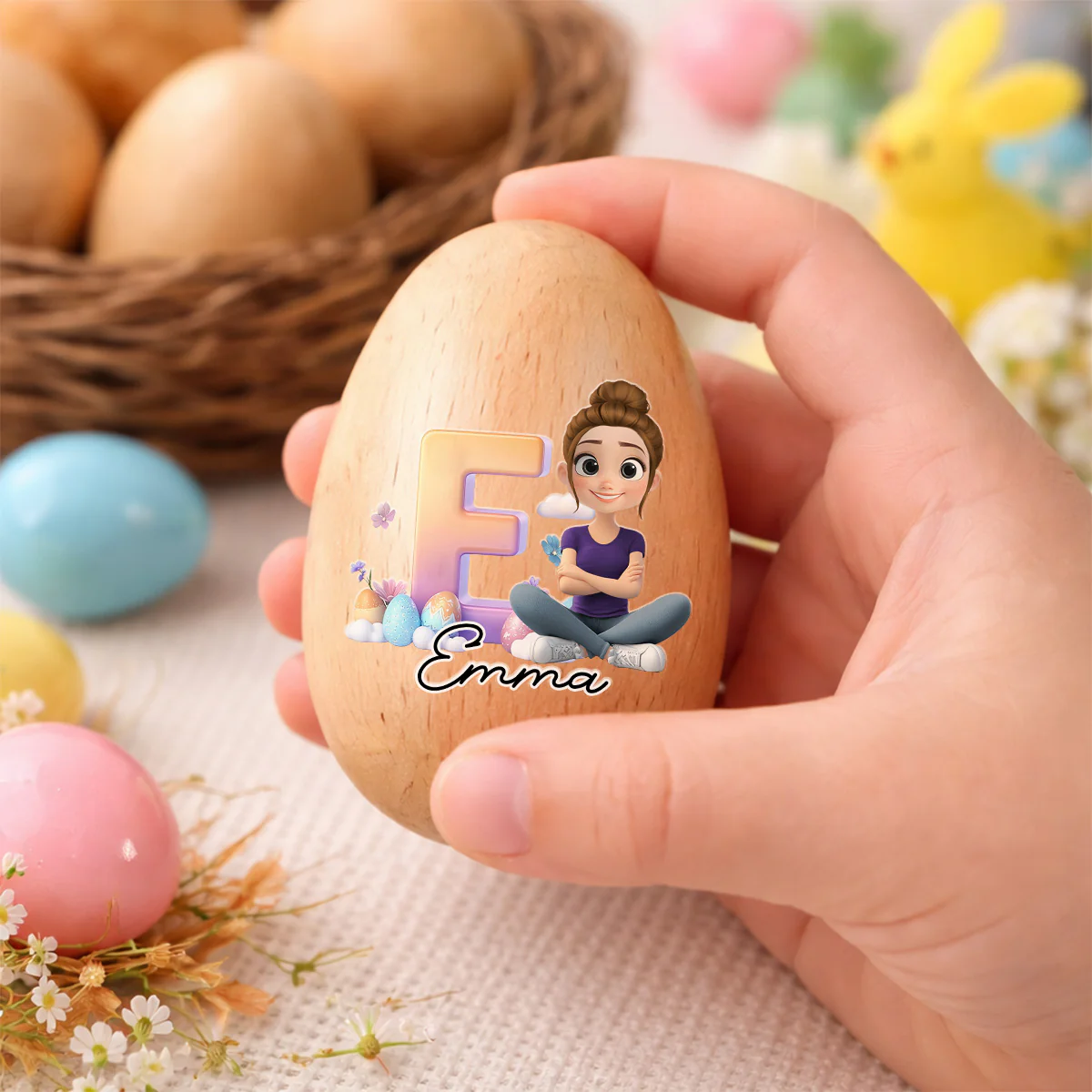 Easter Eggs - Personalized Custom Wooden Egg Shaker - Image 2