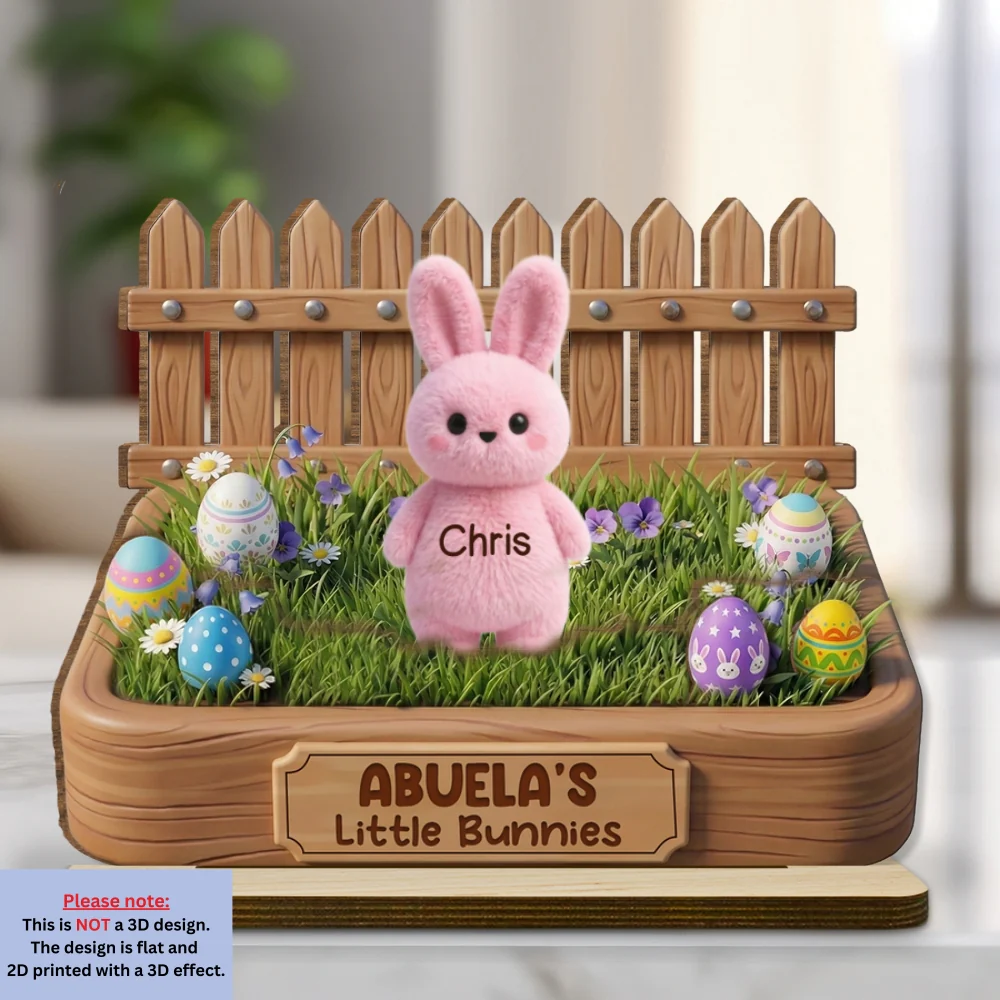 Easter Grandma Little Bunnies - Personalized Custom 2-Layer Wood Plaque With Flat Base - Image 6
