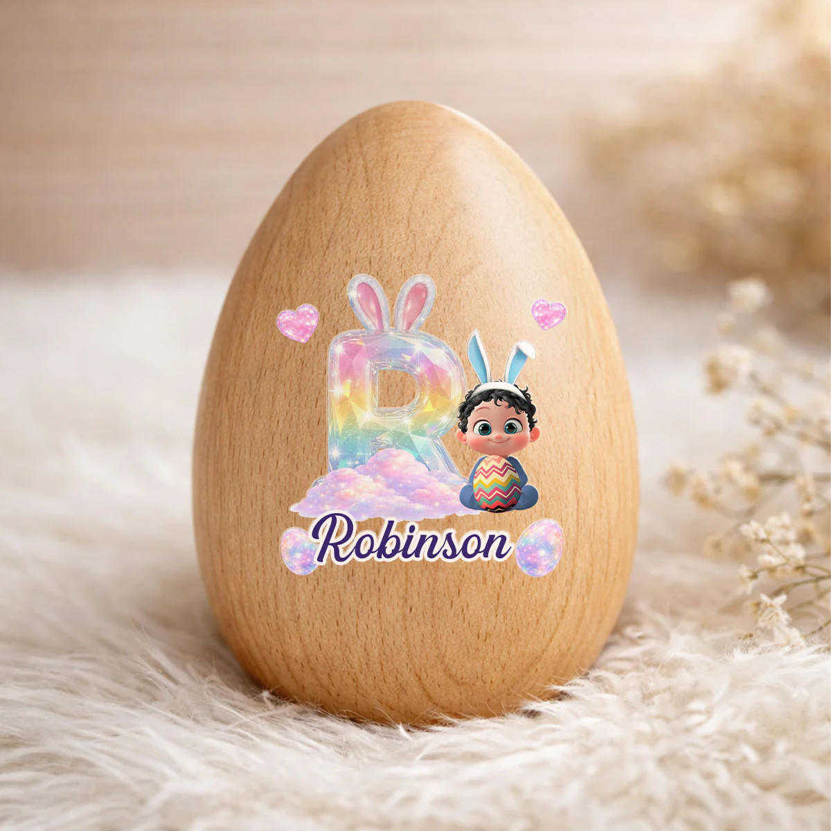 Easter With My Little Bunny - Personalized Custom Wooden Egg Shaker - Image 4
