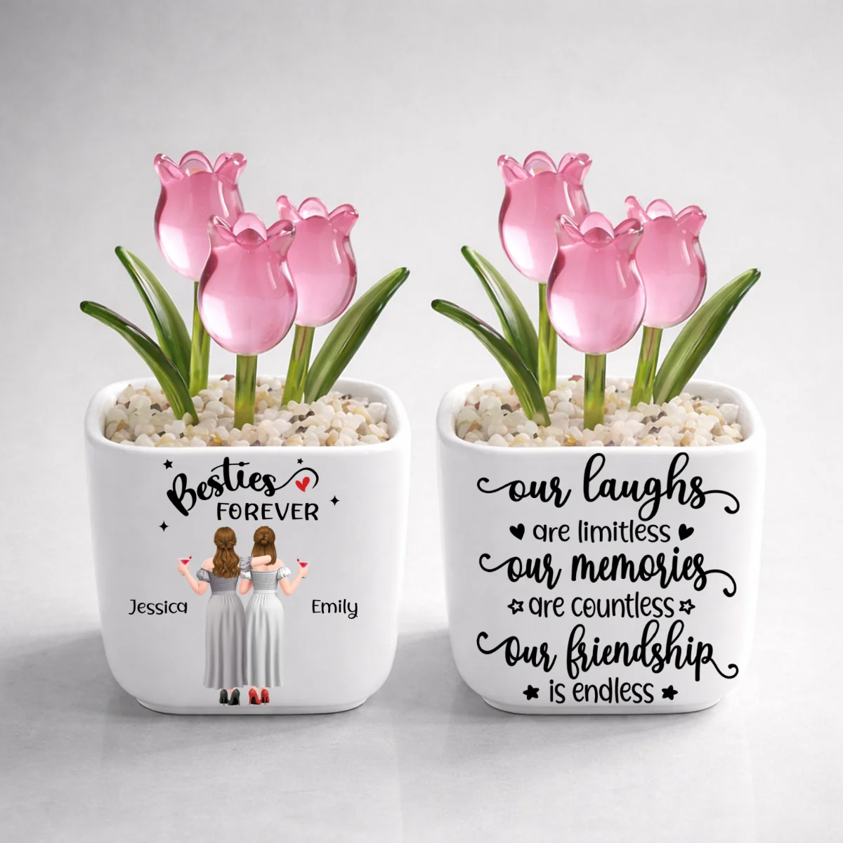 Endless Friendship - Personalized Custom Glass Everlasting Tulips - Image 10
