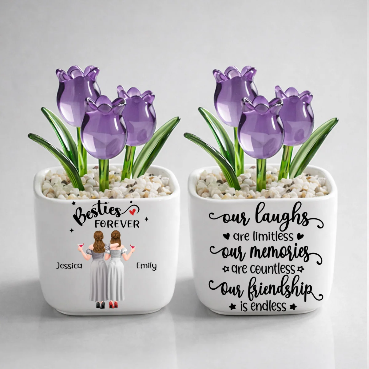 Endless Friendship - Personalized Custom Glass Everlasting Tulips - Image 11