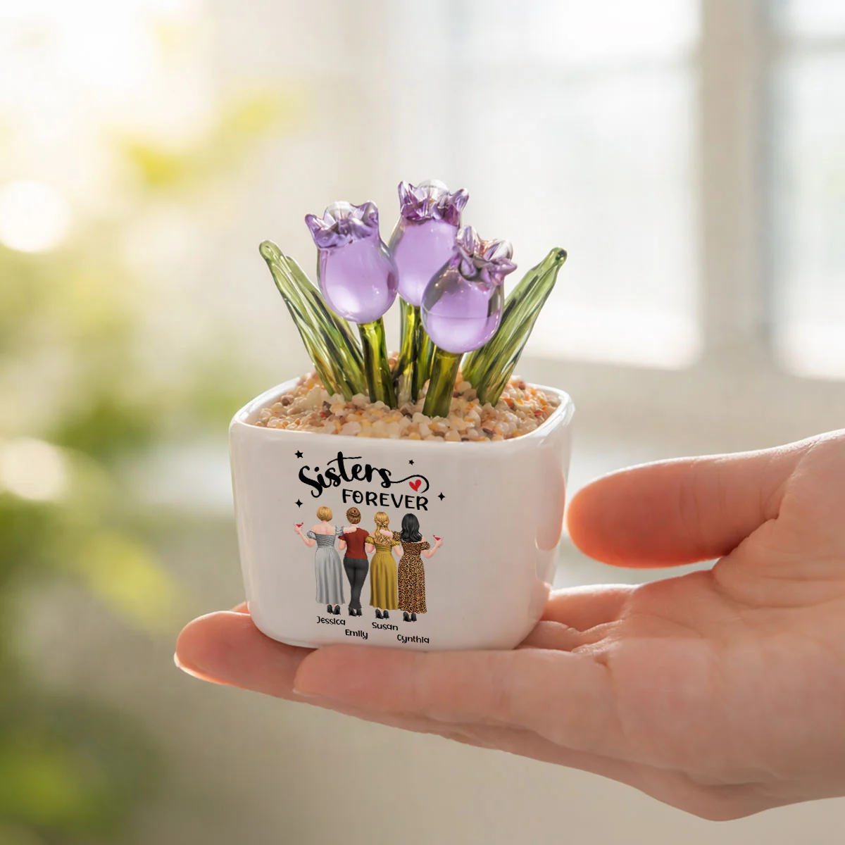 Endless Friendship - Personalized Custom Glass Everlasting Tulips - Image 8