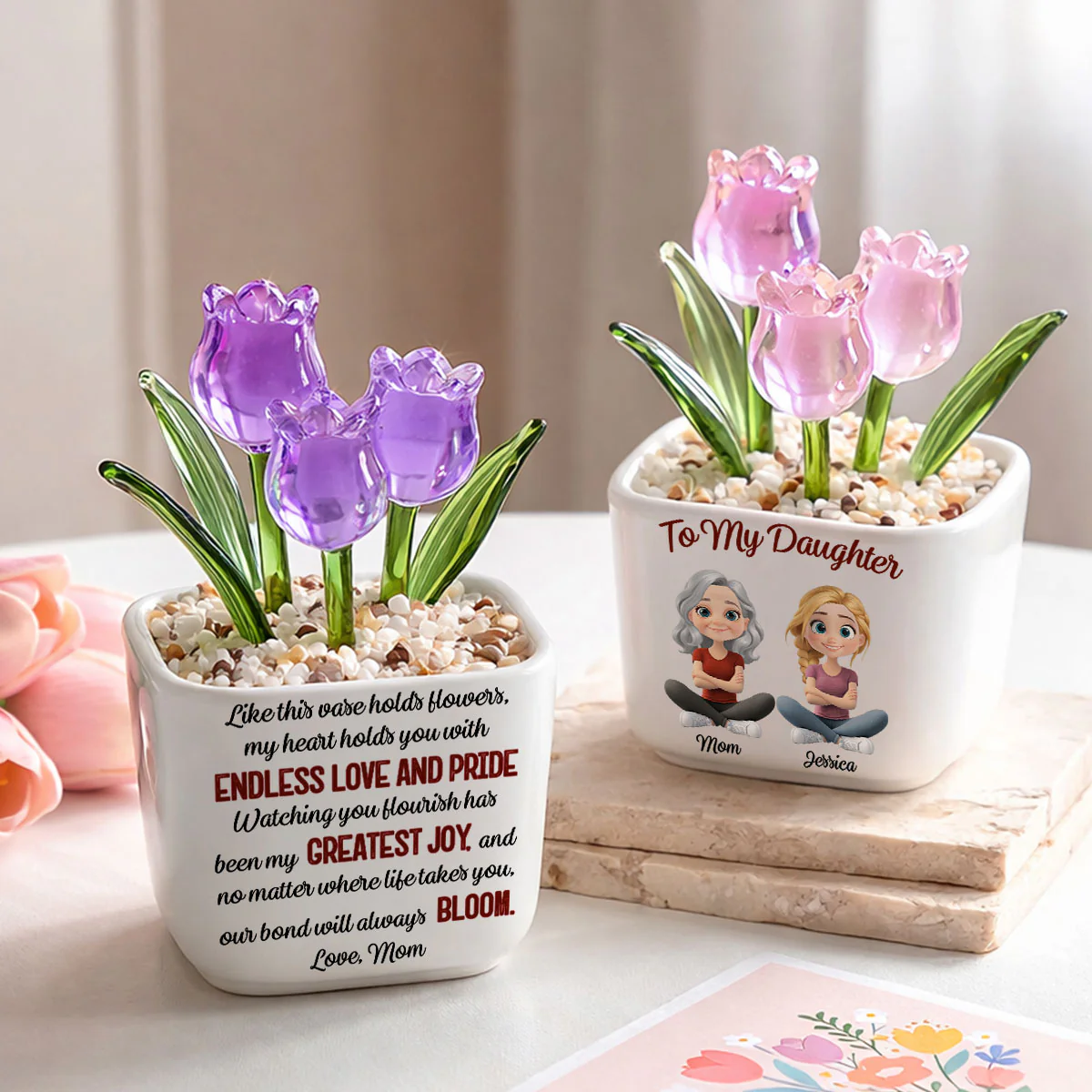 Endless Love For You - Personalized Custom Glass Everlasting Tulips