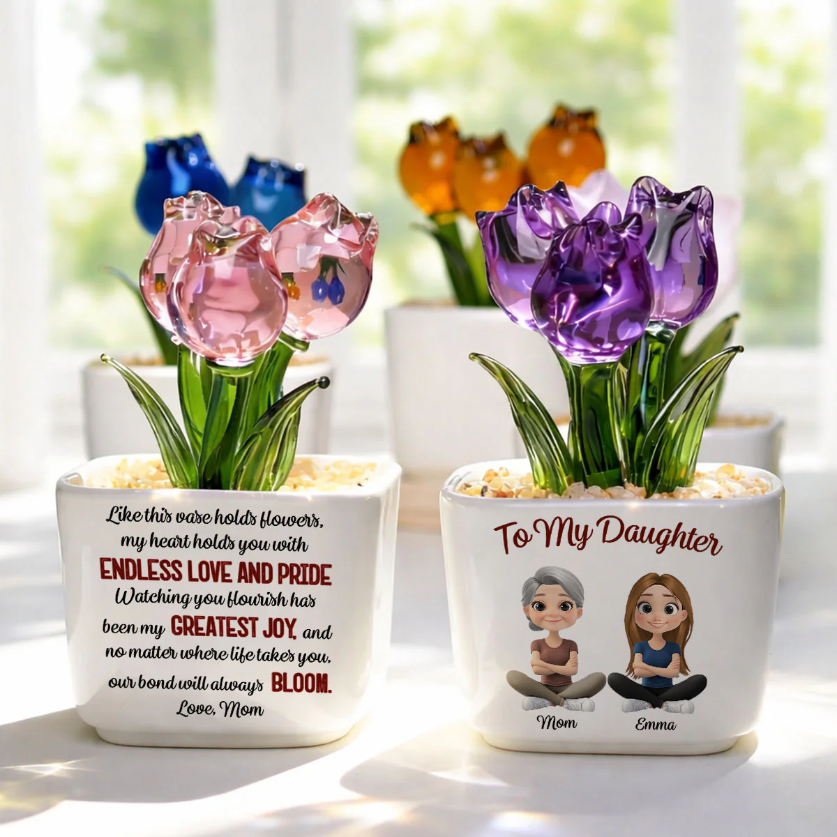 Endless Love For You - Personalized Custom Glass Everlasting Tulips - Image 3