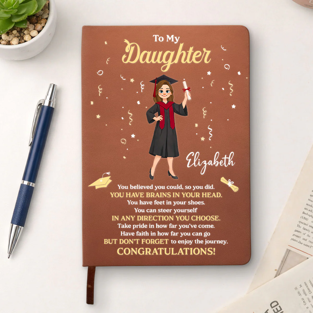 Enjoy The Journey - Personalized Custom Leather Journal - Image 3