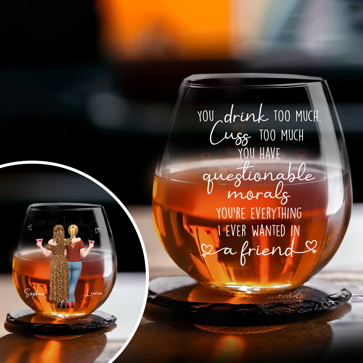 Everything I Wanted In A Friend- Personalized Custom Wine Glass - Image 2