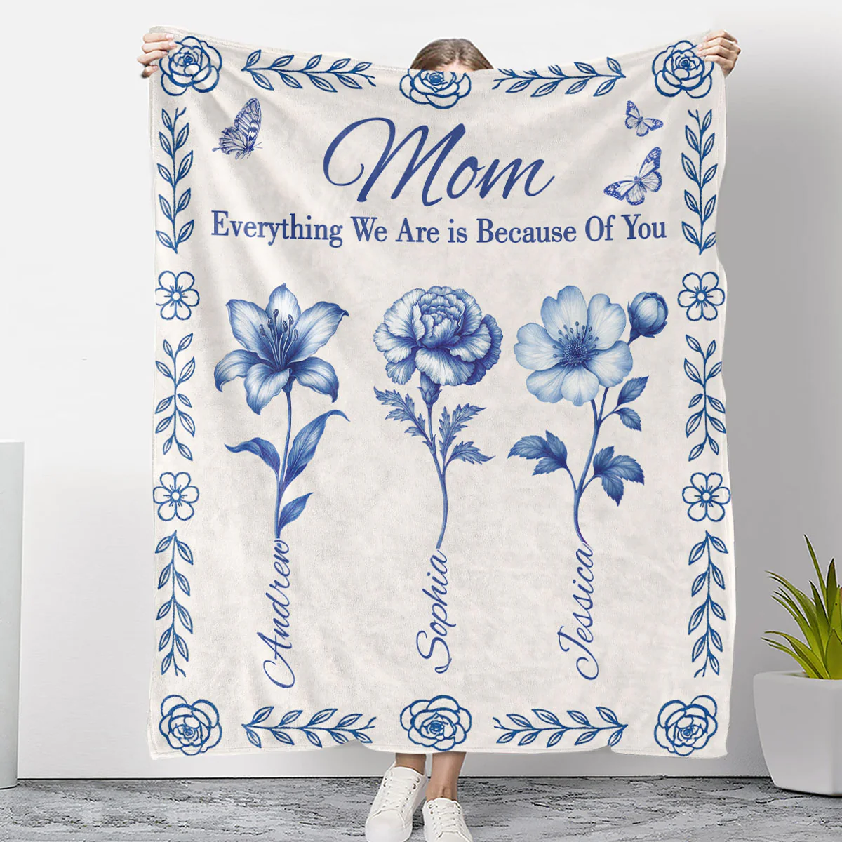 Everything We Are is Because Of You - Personalized Custom Fleece Blanket