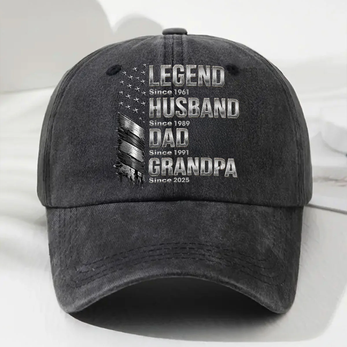 Family Built By A Legend - Personalized Custom Vintage Washed Denim Cap