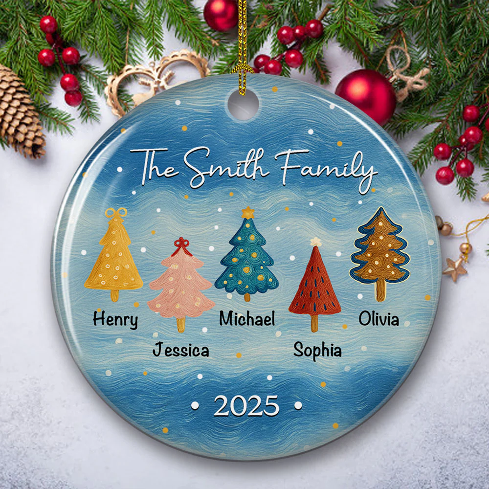 Family Christmas Joy - Personalized Custom Ceramic Ornament - Image 3