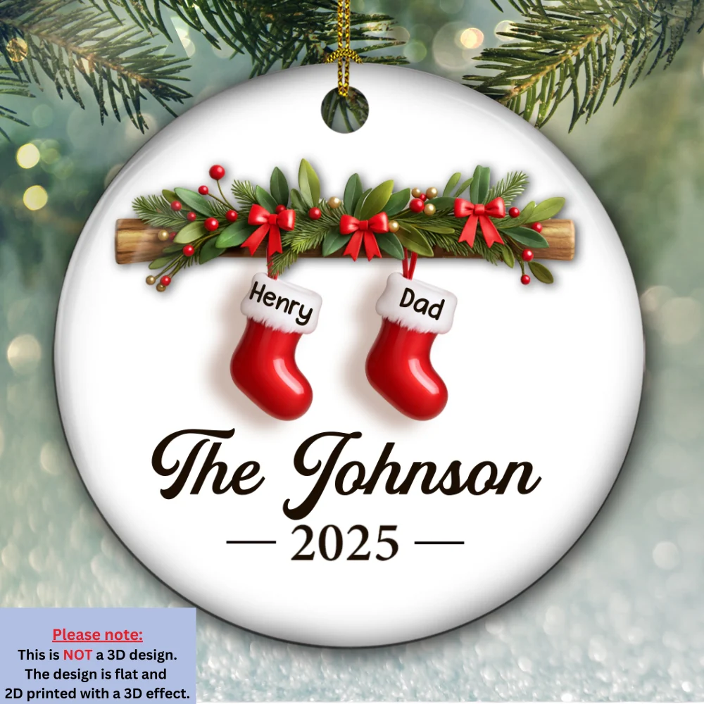 Family Christmas - Personalized Custom Ceramic Ornament - Image 6