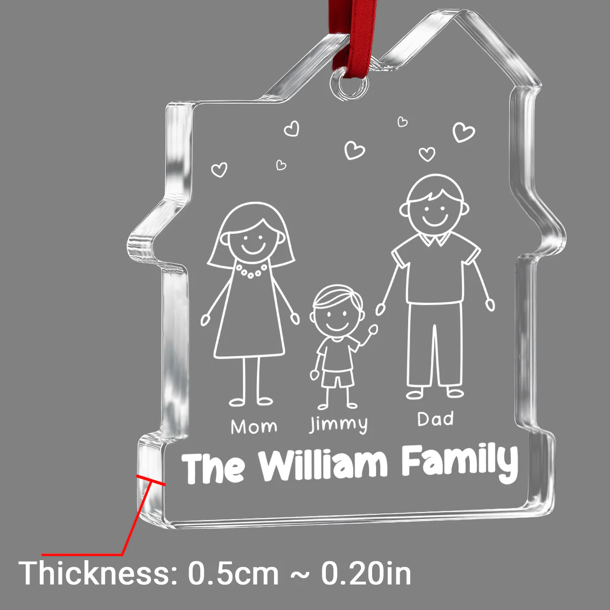 Family Christmas - Personalized Custom House Shaped Glass Ornament - Image 4