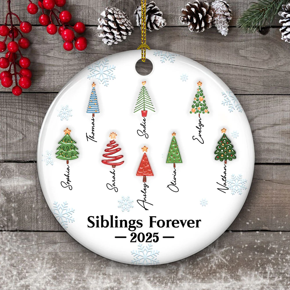 Family Christmas Tree Names - Personalized Custom 3D Inflated Effect Ceramic Ornament - Image 6