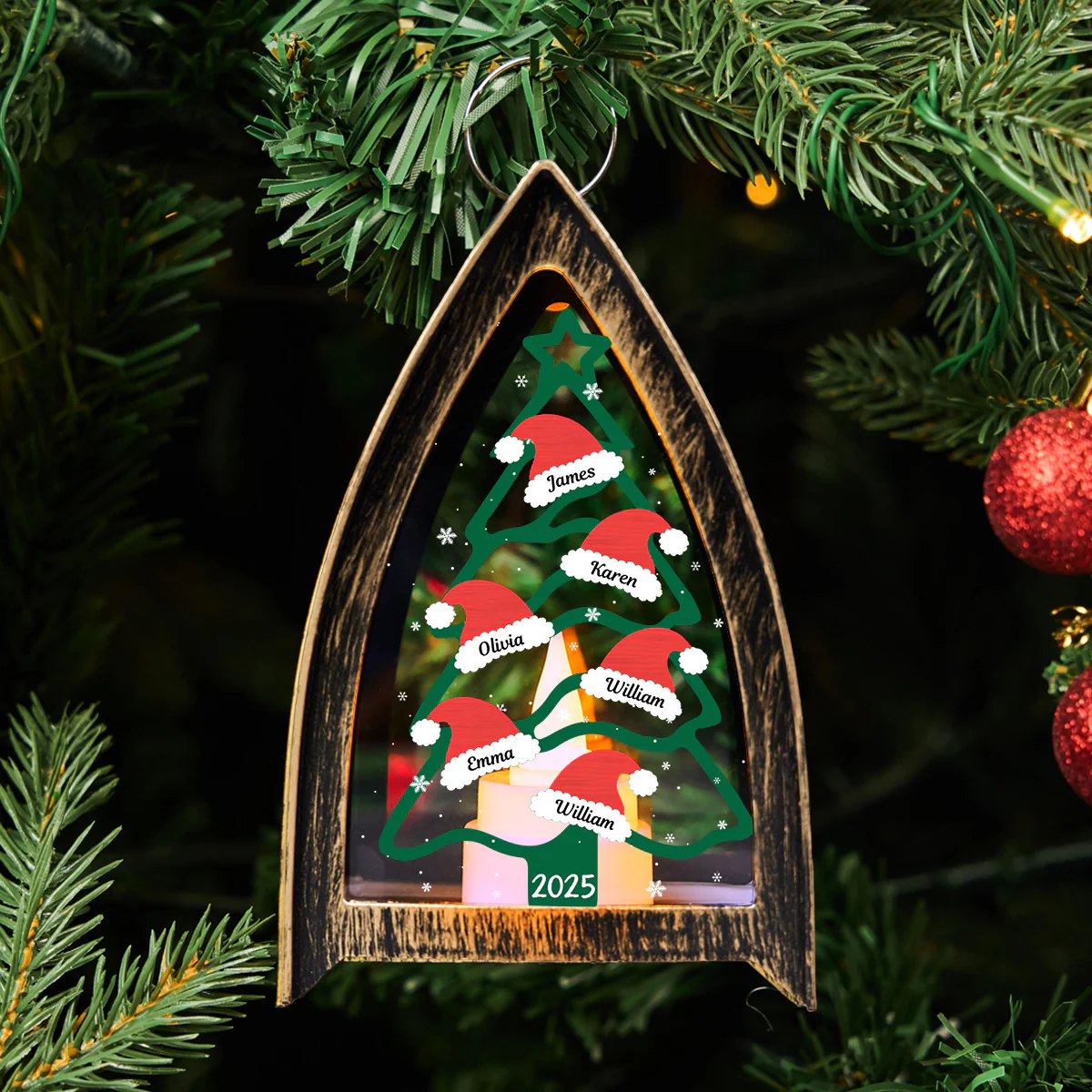 Family Christmas Tree - Personalized Custom Table Lantern - Image 2