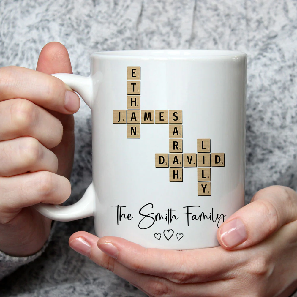 Family Crossword Puzzle Art - Personalized Custom Coffee Mug - Image 3