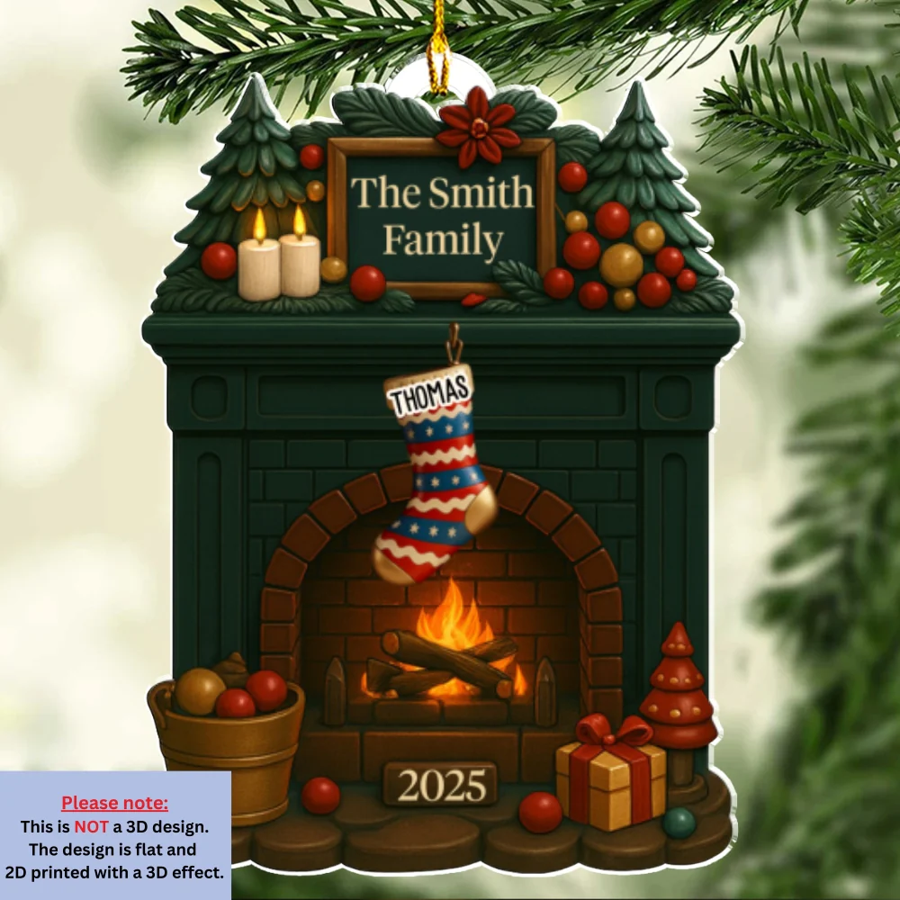 Family Fireplace - Personalized Custom Acrylic Ornament - Image 6