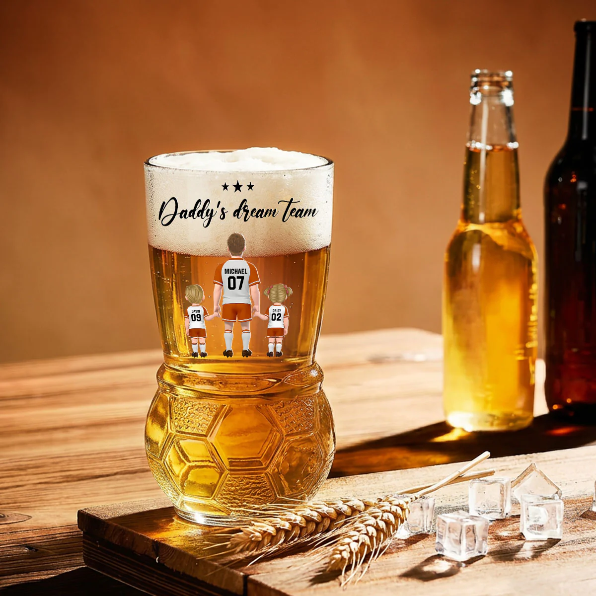 Family Goals - Personalized Custom Football Beer Glass