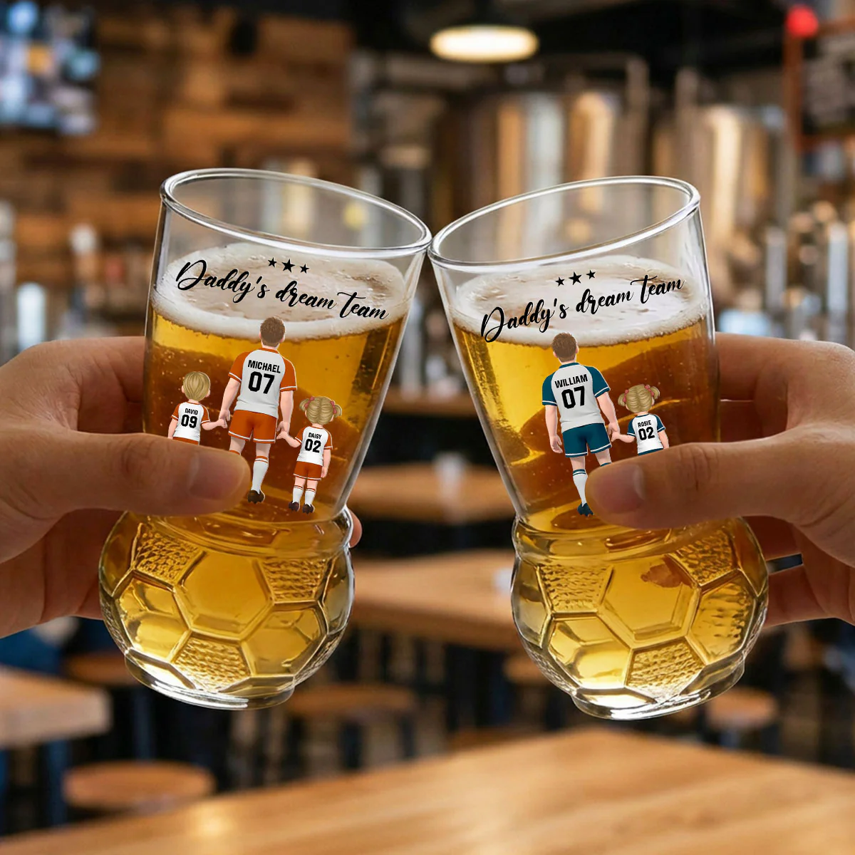 Family Goals - Personalized Custom Football Beer Glass - Image 2