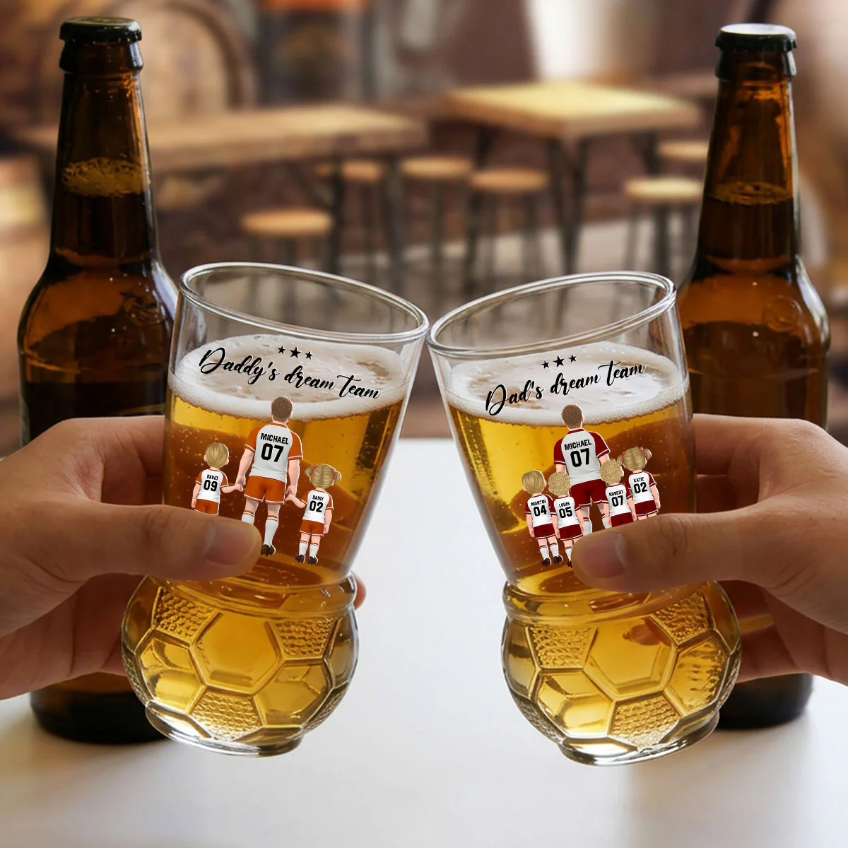 Family Goals - Personalized Custom Football Beer Glass - Image 3