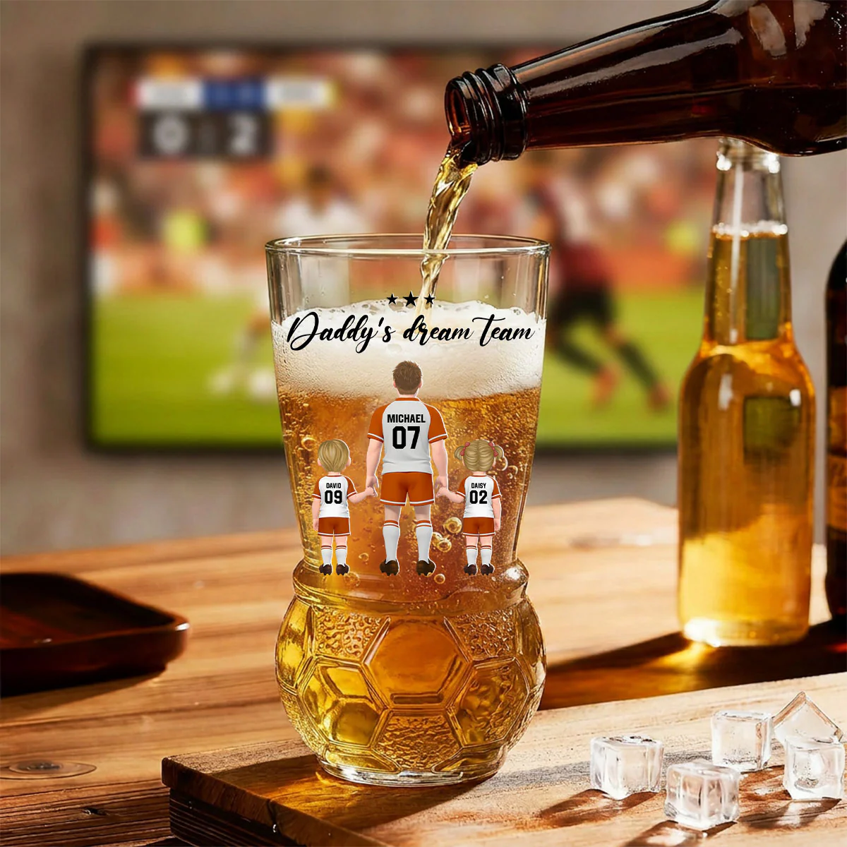 Family Goals - Personalized Custom Football Beer Glass - Image 4