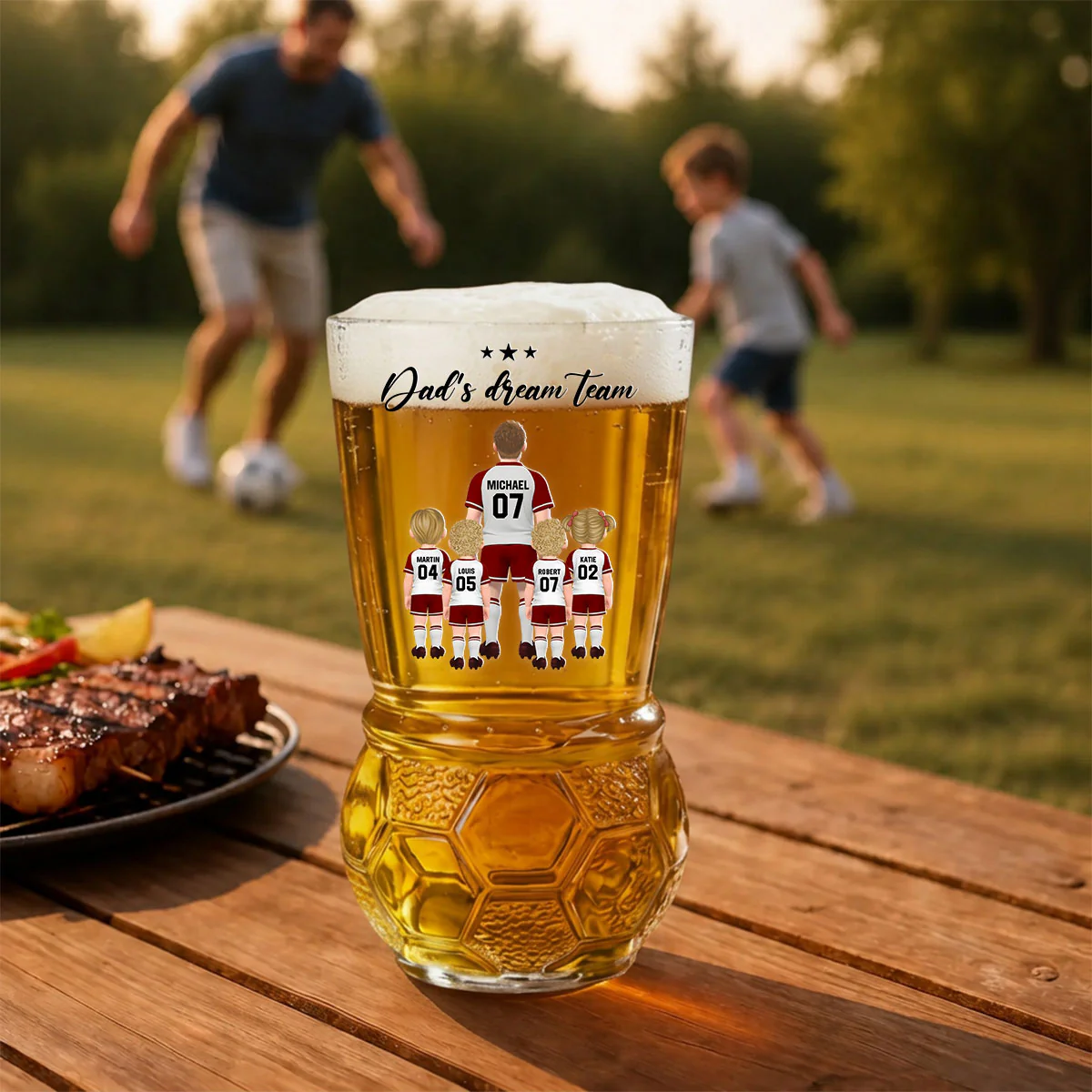 Family Goals - Personalized Custom Football Beer Glass - Image 6