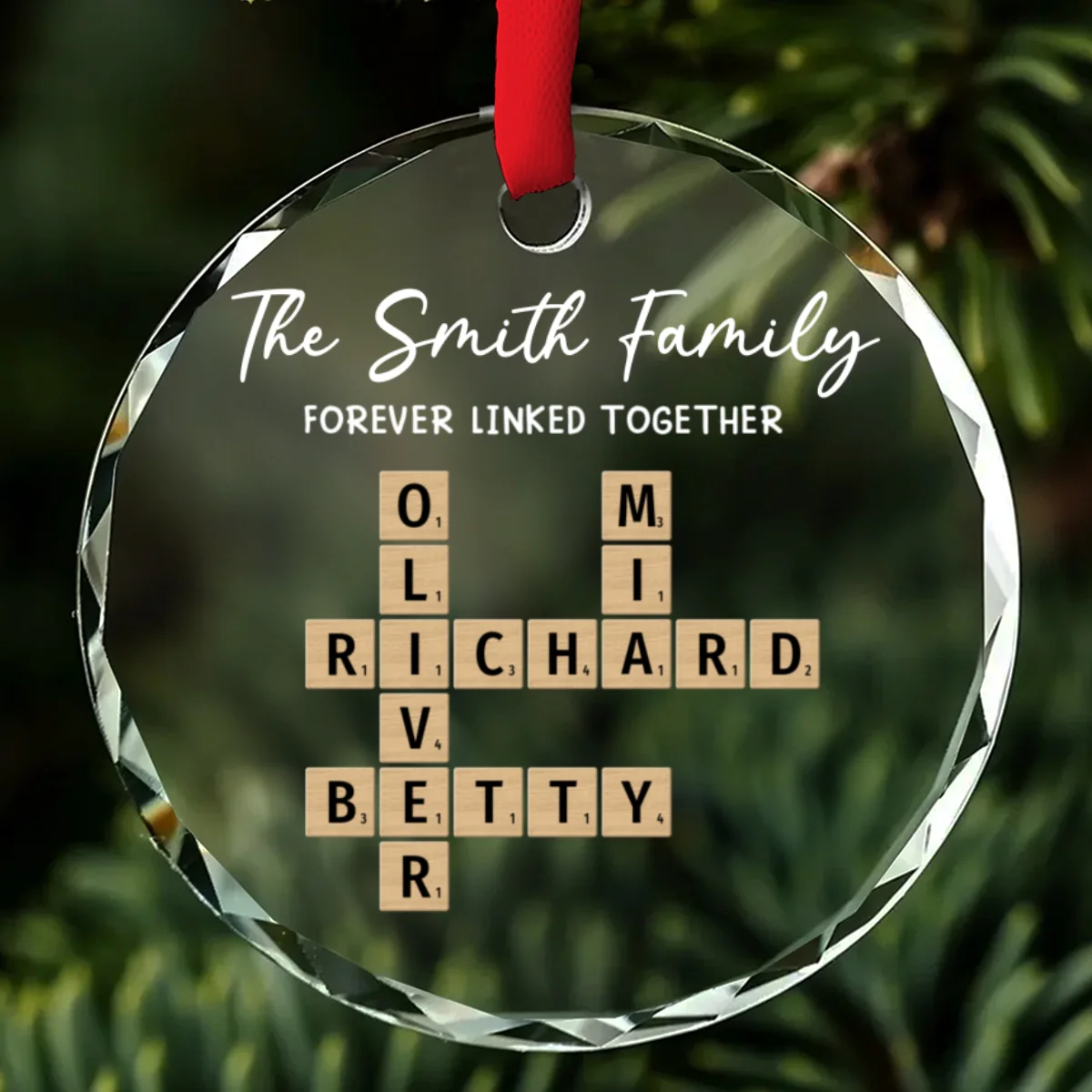 Family Hearts Forever Linked Together - Personalized Custom Glass Ornament - Image 7