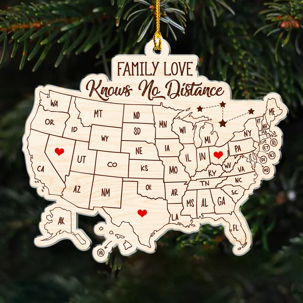 Family Love Across The Miles Version 2 - Personalized Custom Acrylic Ornament - Image 2