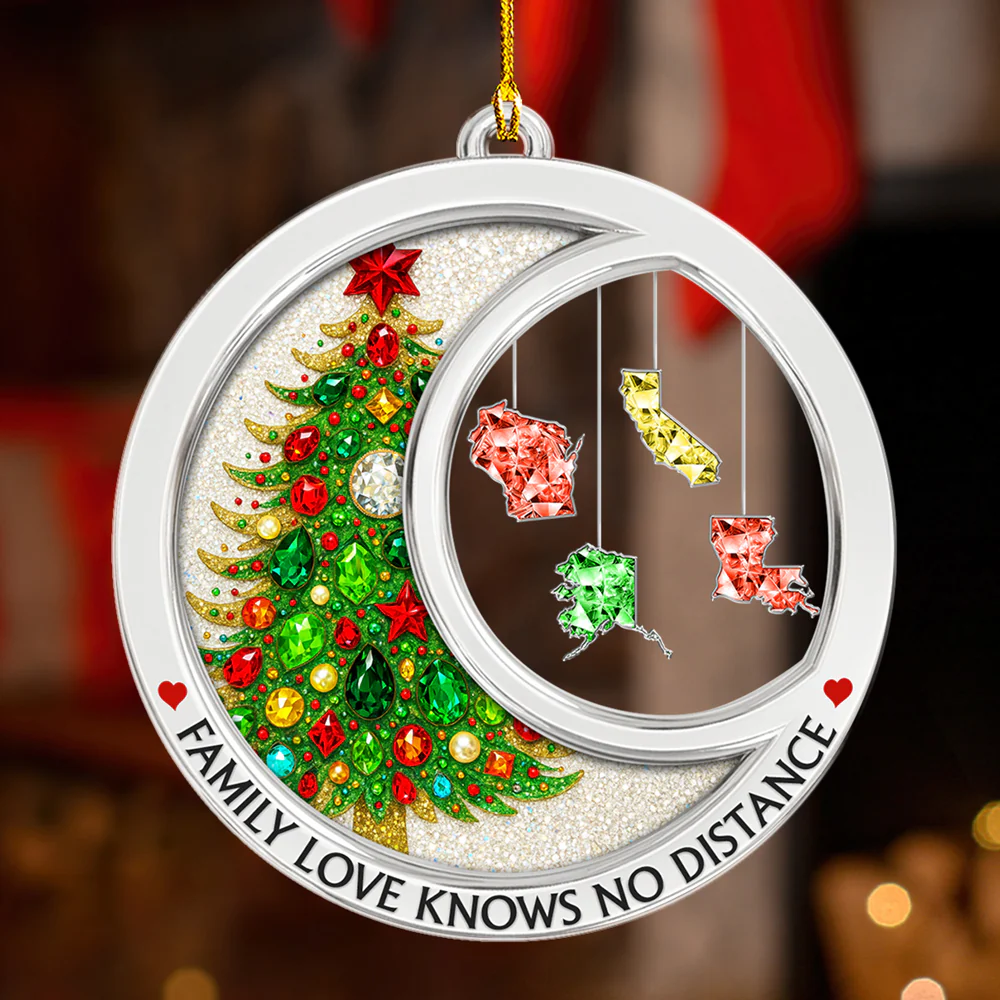 Family Love Knows No Distance Crystal - Personalized Custom Acrylic Ornament - Image 2