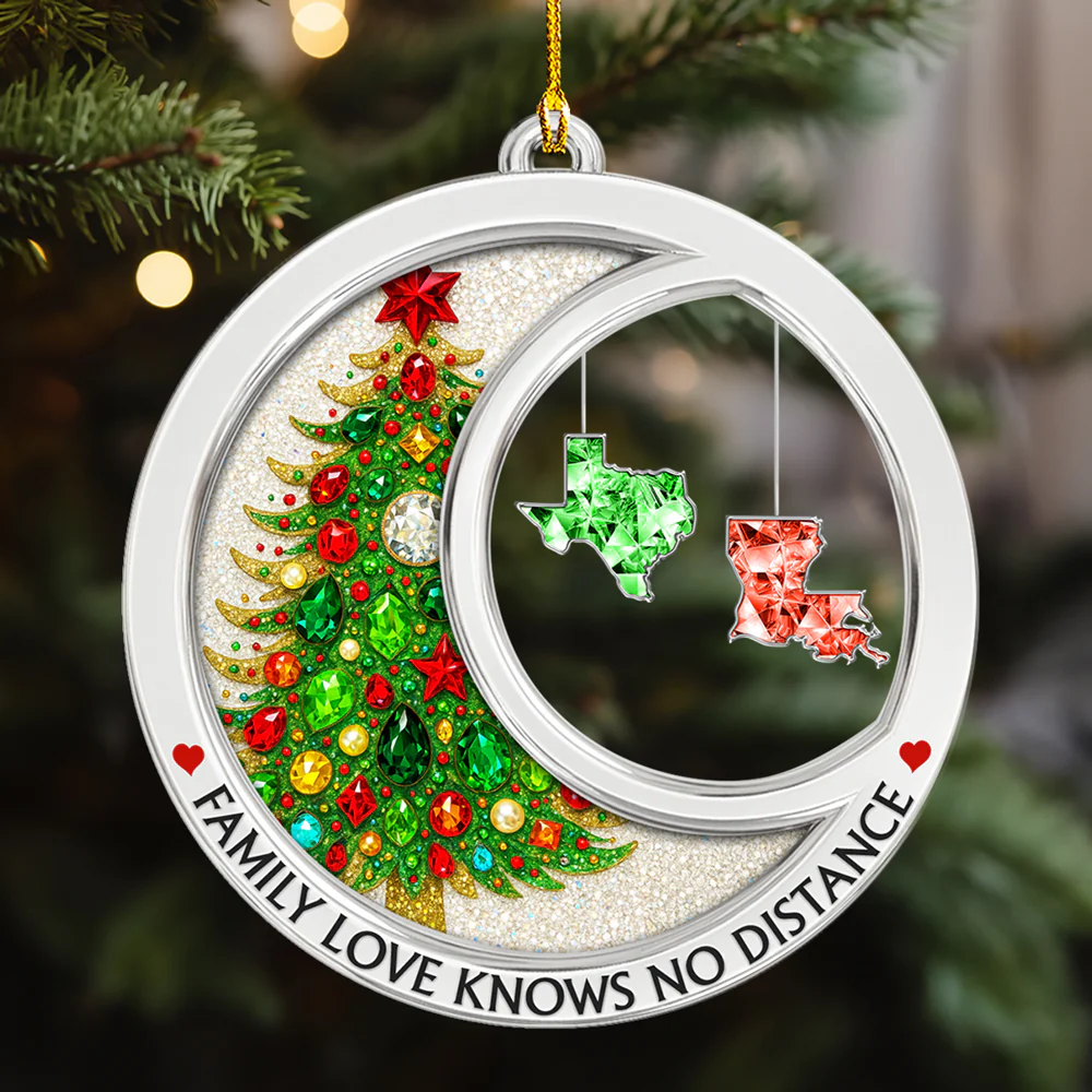 Family Love Knows No Distance Crystal - Personalized Custom Acrylic Ornament - Image 3